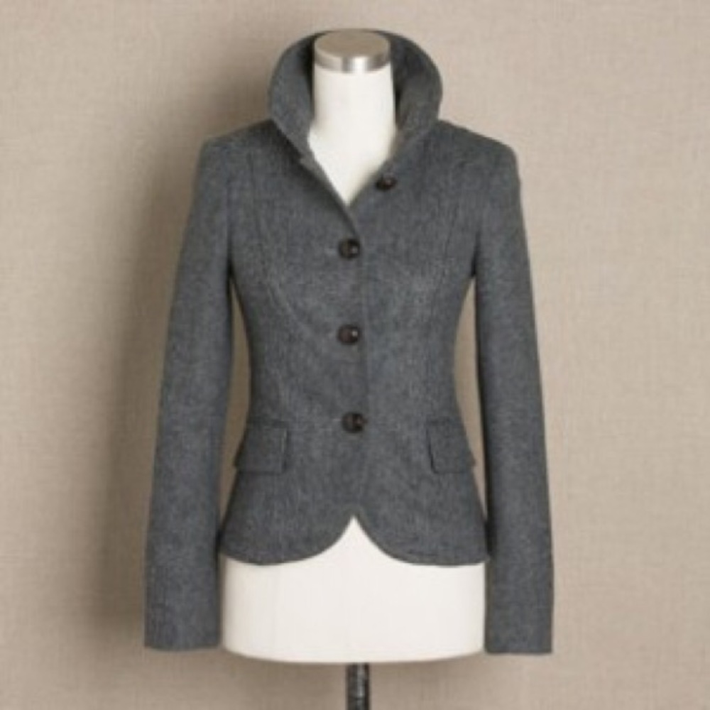 J.Crew Wool Herringbone Blazer Jacket Coat 2 XS